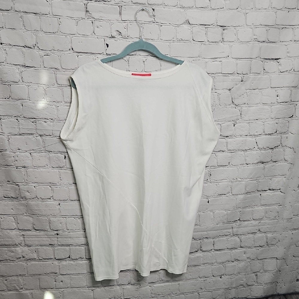 Shamask Designer Women's Elegant White Sleeveless Top Size (2) Xlarge EUC